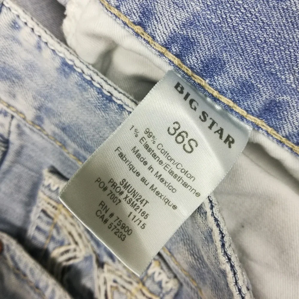 Big Star Mens Jeans Union Regular Straight Leg Blue Denim Light Wash Short 36S